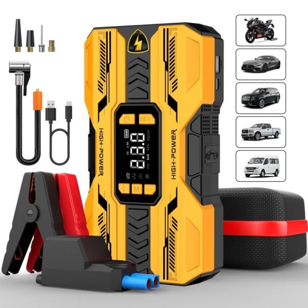 Multifunction 12V Portable Car Battery Jump Starter With Tire Inflator