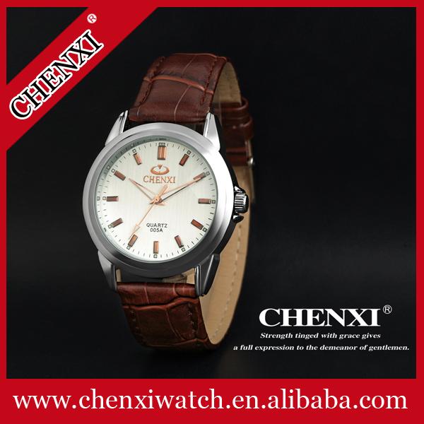 Guangzhou Watch Supplier Stainless Steel Case Back Quartz Watch Leather Strap Watches Mens