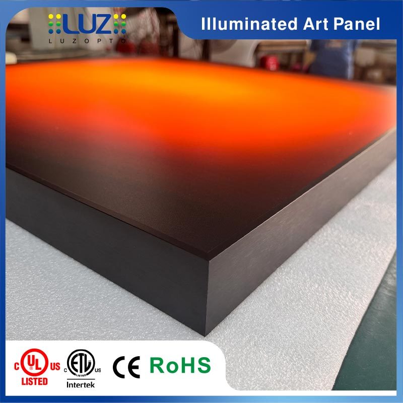 Dusk Red Backlit Acrylic Light Box – Matte Black Frame Smart Wall Light