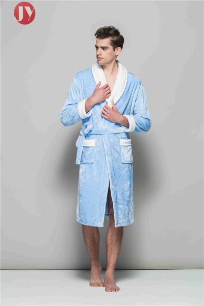 Couple Winter Sexy Soft Pink Blue Flannel Soft Bathrobe Plush Long Nightgown Clothe Warm Dressing Gowns
