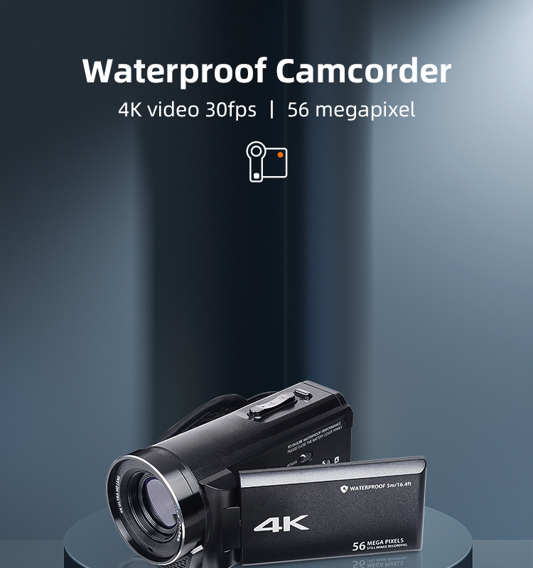 4K Video Camera Camcorder 16.4Ft Waterproof Ultra HD 18X Zoom Underwater Camera Vlogging for Youtube