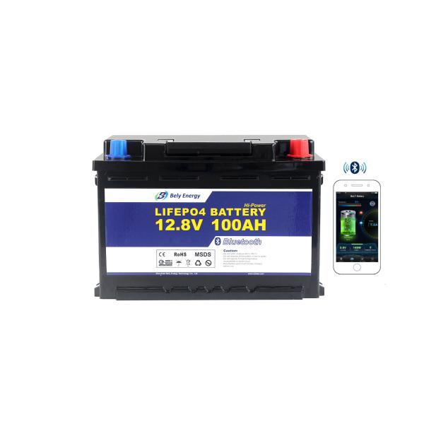 Глубокая батарея 12v 100ah иона Lifepo4 лития Bluetooth цикла