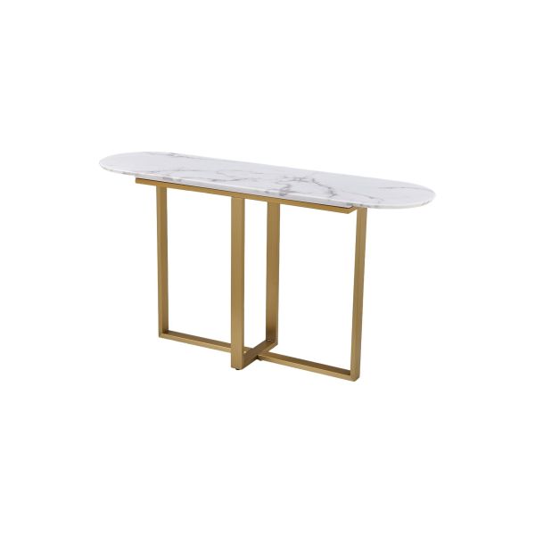 T961-1 Irregular luxury console table modern console table Gold Frame Oval Marble Console Table