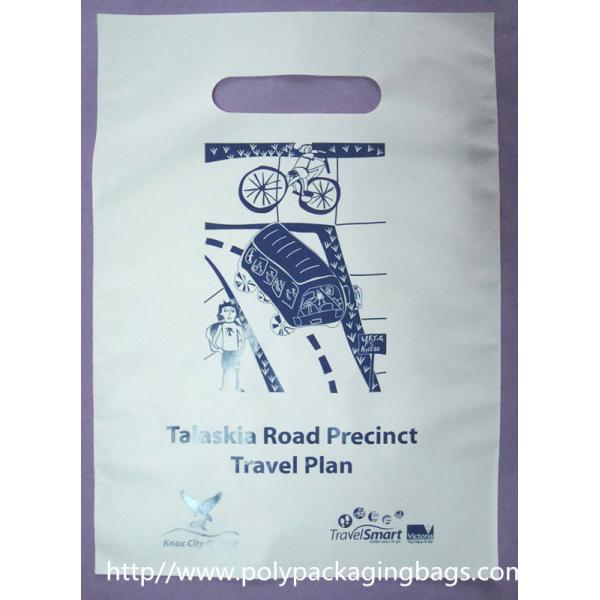 100% Compostable Plastic Bags Die Cut Shopping Bag in White