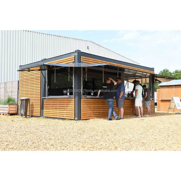 20ft Container Store Wood Grain Metal Frame Hotel Mobile House with Galvanized Steel Square Tubes and Flat Packaging