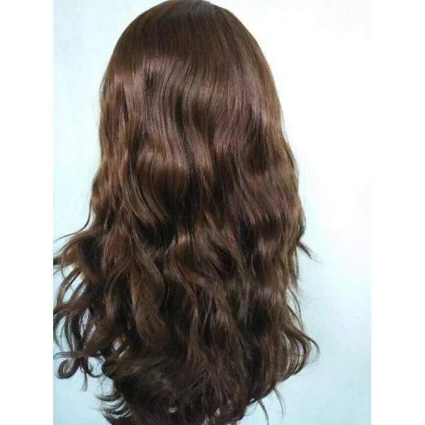 12 Inches Wholesale Jewish Wigs European Human Hair Hair #6 Color Big Layer