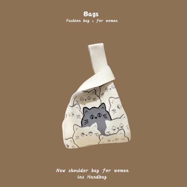 THE NEW INTERNET CELEBRITY HANDBAG KNITTING HAND KNITTING WOOL BUCKET BAG HAND CASUAL TOTE LUNCH BAG