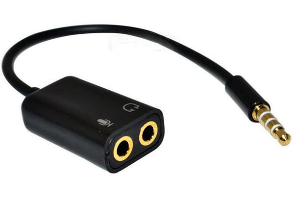 3.5mm stereo TRRS audio male to Earphone headset + microphone adapter PC iphone