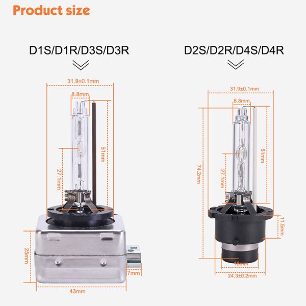 IP68 Waterproof HID Xenon Headlights 35W 4800LM D1S D2S D3S for Vehicles