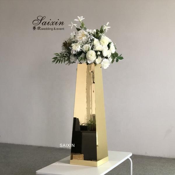 Acrylic Wedding Flower Stand 100cm Gold For Wedding Table Decoration