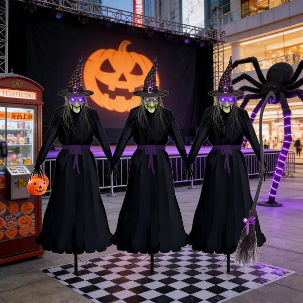 Halloween Witch Ground Light | 1.3m(H) | 45cm Plug Rod | Glowing Eyes & Sound | Eco-friendly & Waterproof | Home & Commercial | MOQ 500pcs