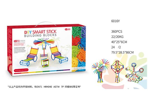 DIY Soft Plastic Stick Pipe Building Blocks Educational Toys 360 Pcs In Box Age 3 Kids