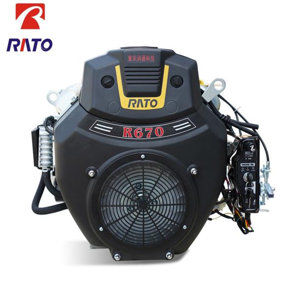 550*460*345mm EPA Rato R670 24HP V-Twin Double cylinder Horizontal Shaft OHV gasoline engine 670cc for High Productivity