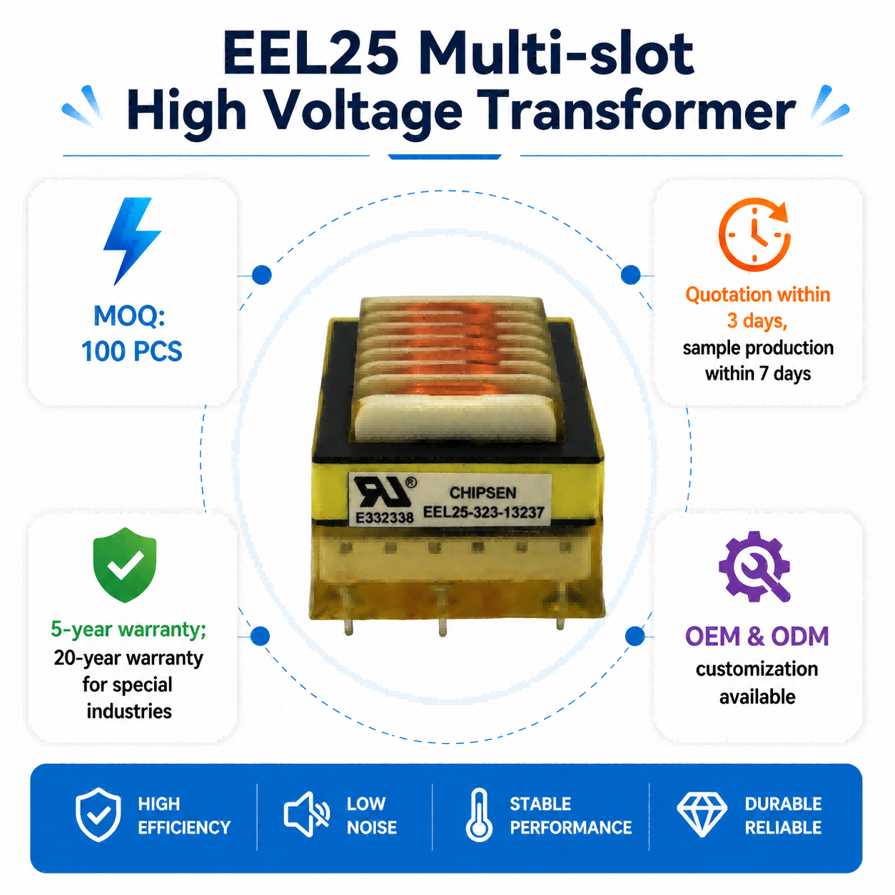 EEL25 High Frequency Pulse Transformer Multi Slot High Voltage Step Up