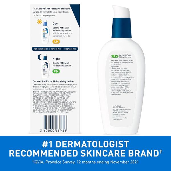 3 oz PM Crema Facial Hidratante Loción Noche Crema Libre de Aceite Ultra Hidratante