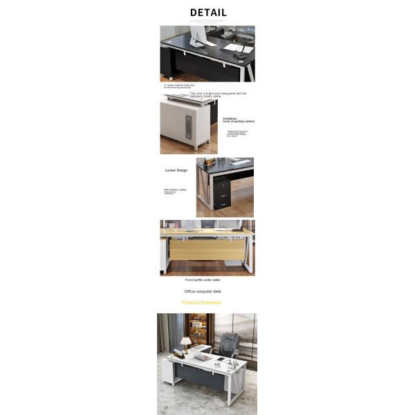 Moderne style simple MDF Matériau en forme de L Chef Directeur Général Bureau Bureau exécutif Bureau avec armoire