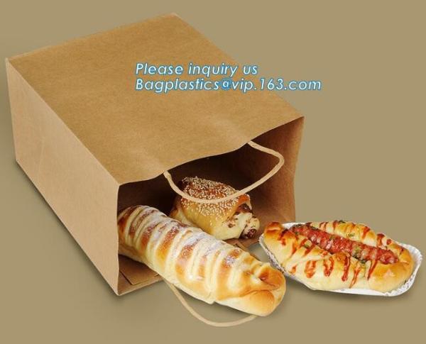 Custom printed kraft paper bags food grade with window bread packaging paper bags,Custom kraft breakfast pastry packagin