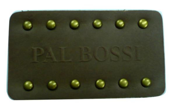 Brown stamped  heat burned  metal pin logo suede Leather Patches for jeans