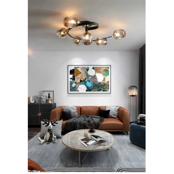 Nordic Glass Ceiling Light Grey Pendant Lamp for Living Room Bedroom Modern Indoor Hanging （WH-AP-681）