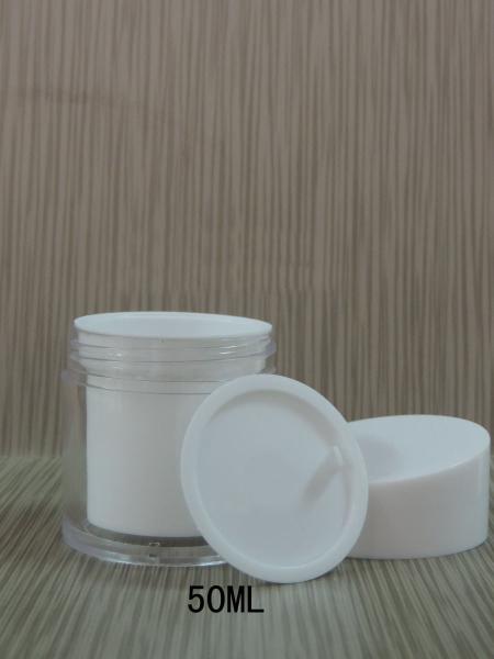 50G & 50ML double-deck PS Round Cosmetic Packaging/Cream Jar /Aluminum Jars With Screw Cap