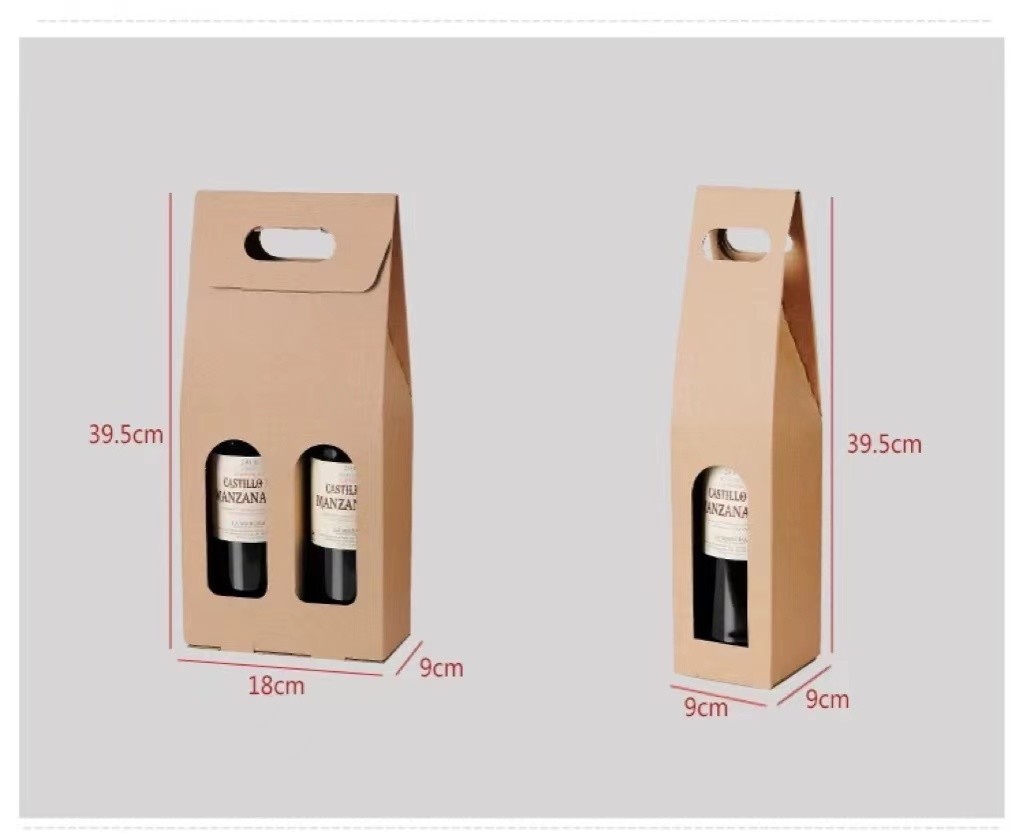 сумка подарка вина 2 бутылок бумажных мешков бутылки вина 10cm*35cm*10cm Biodegradable