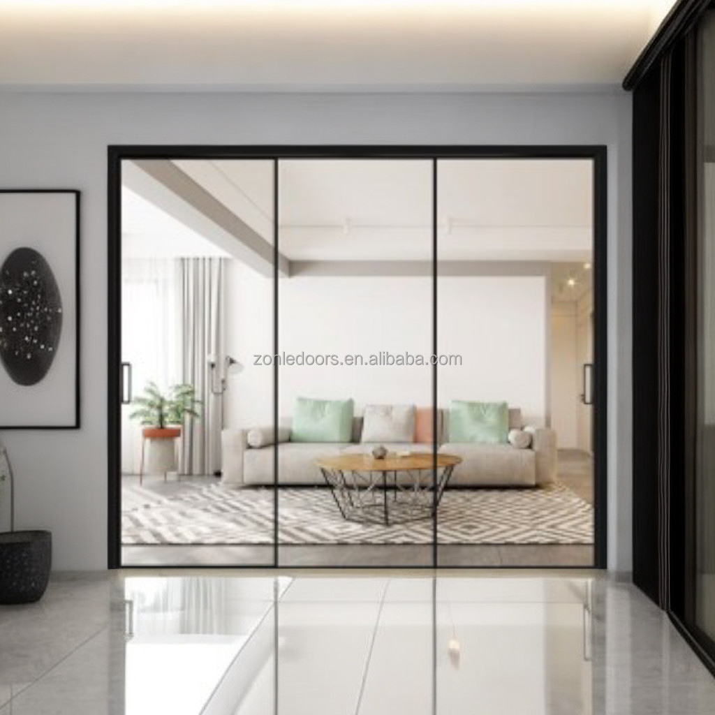 2024 High Quality Aluminum Alloy Swing Door Slide Roller Interior Aluminium Glass Doors Hing for Room Kitchen Sliding Door