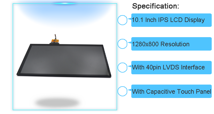 1280x800 LCD TFT LVDS Touch Screen 10.1 Inch Display LCD Module Flat Panel
