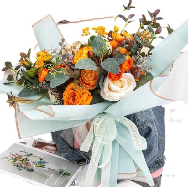 Plastic Korean-style Golden-edge Jelly Film Paper Flower Cellophane Semi-transparent Florist Wrapping Bouquet Dust-proof Paper