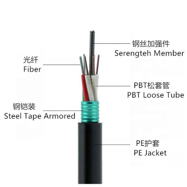 Corrugated Steel SM G652D Optic Fiber Cable 48core Armored