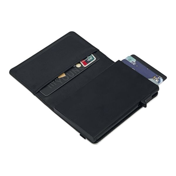 Sublimation Pu Leather Card Holder Automatic Pop Up With Aluminum Alloy Card Slots