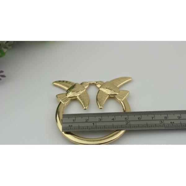 Fashion gold color 32 & 47 mm round shape double bird patter decorative metal adjustable slide buckles for straps