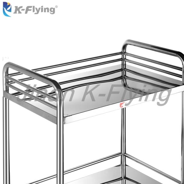 2 Layers Stainless Steel Movable Hospital Instrument Medical Trolley Cart