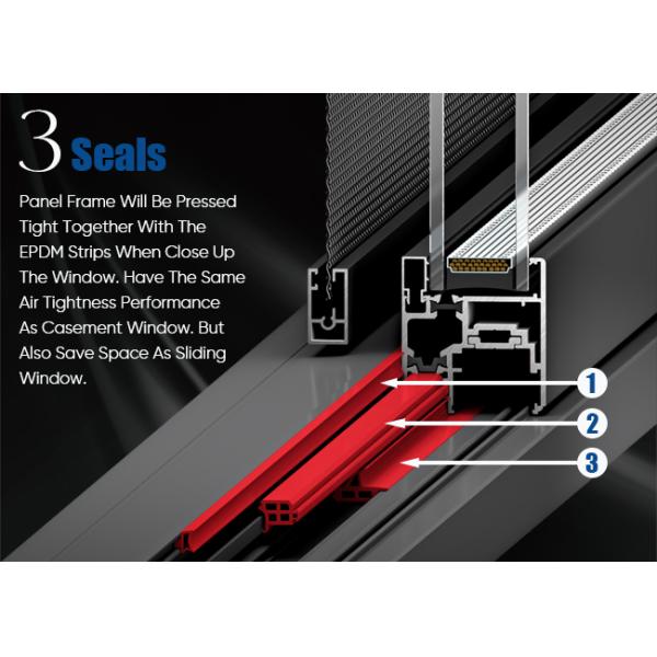 Airtight 6063-T5 Aluminium Glass Sliding Window Thermal Insulated Lateral Pressing