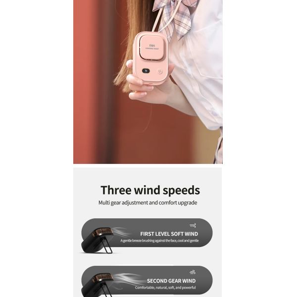 Customized 2 In 1 Waist and Neck Hanging Portable Fan With Long Range Cooling