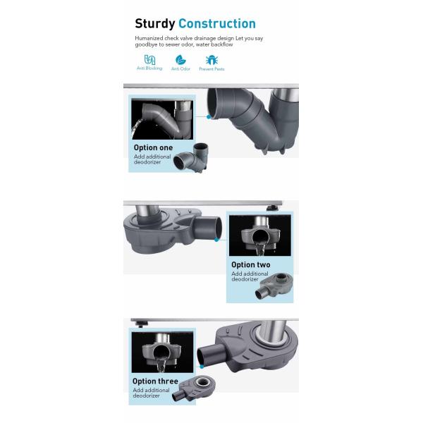 24 Inches Linear Shower Floor Drain With Removable Bars Pattern Grate
