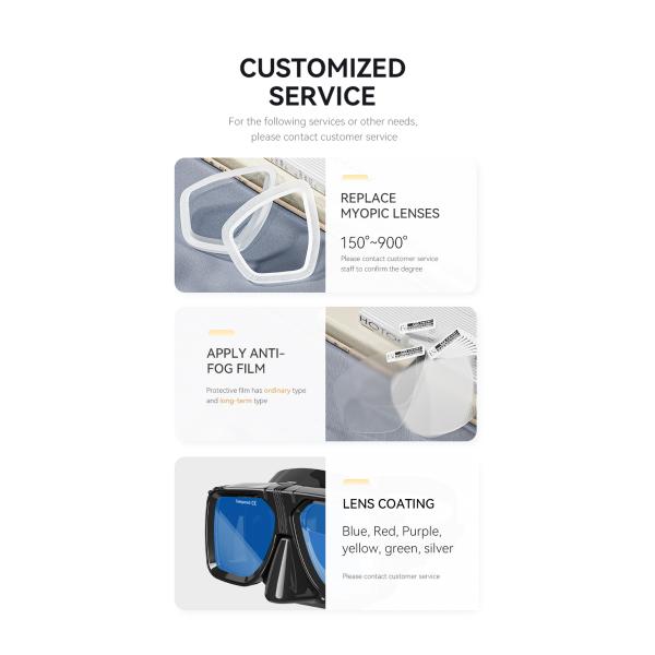 Diver adulto líquido de silicona receta máscara de buceo lentes correctivas para buceadores