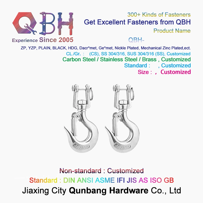 Тип крюк шарнирного соединения нержавеющей стали 304 груза выскальзывания глаза поднимаясь с защелкой безопасности