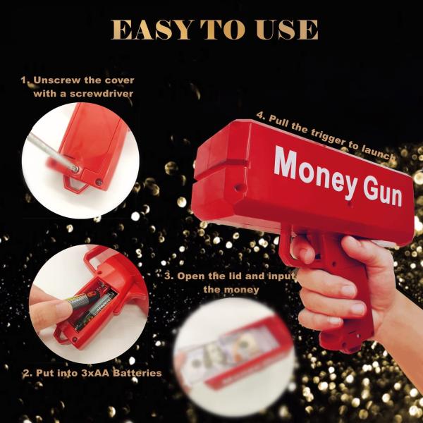 18.5cmX8cmX17.5cm Plastic Jet Currency Gun for Wedding Bar Game Atmospheric Props