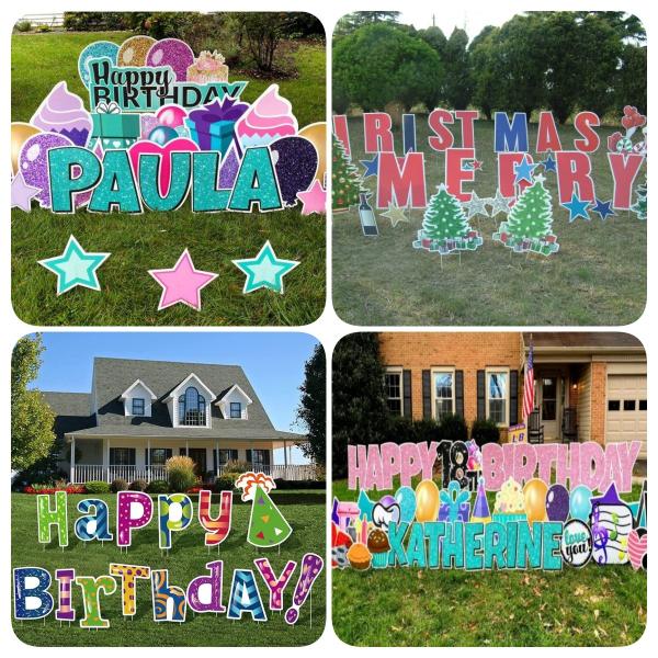Custom Outdoor Yard Signs Happy Birthday Yard Card With Stakes