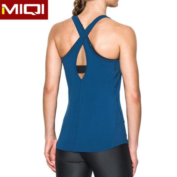 Mesh Vests Gym Dark Blue Miqi Open Back Yoga Tank Top