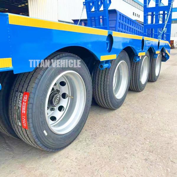 TITAN 4 Axle 100 Tons Semi Lowbed Trailer Low Bed Truck Lowboy Lowloader Trailer for Sale