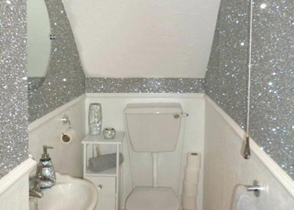 Single Side Precut Dark Grey Glitter Wallpaper Covering Convenience Unique