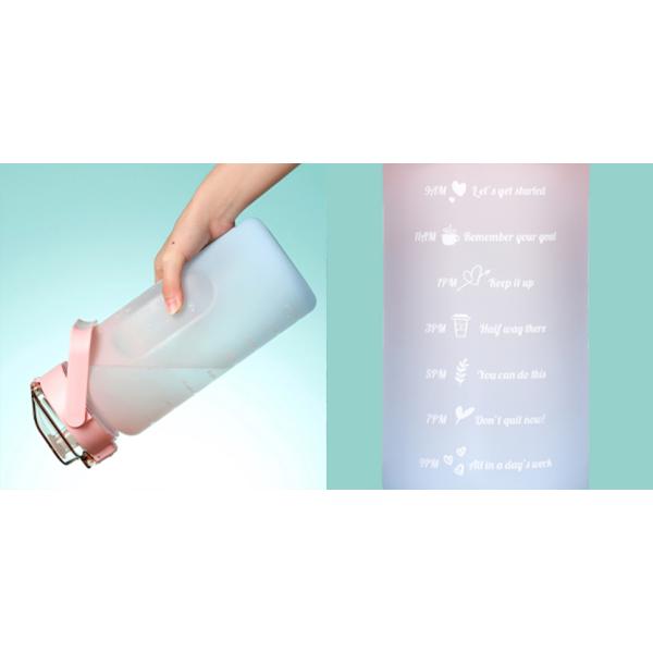 Large Half Gallon 64oz Motivational Water Bottle With Straw Time Marker BPA Free For Fitness