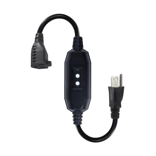 NEMA 5-15P から 5-15R GFCI AC 電源コード 4 フィート 黒