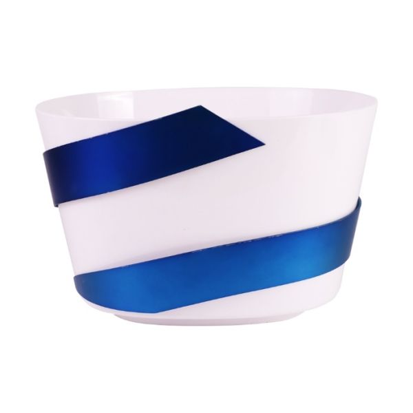 Custom 8L White Plastic Ice Bucket With Detachable Blue Ribbon Champagne Bucket