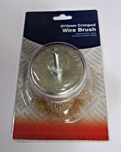 3 Inch Fine Stem Mounted Crimped Wire Cup Brush With Hex Shank Applied Edge Blending