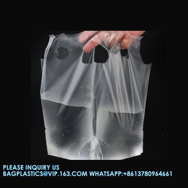 Drinking Handle Bags Cup Carrier With Handle Clear Plastic Packaging Bags For Delivery Hanging Hole Drink Bags