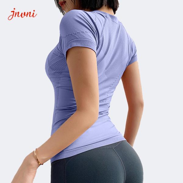 Seamless Workout Shirts Manufacturer Women Short Sleeve Fitness Wear Lightweight Gym Athletic Yoga Tops