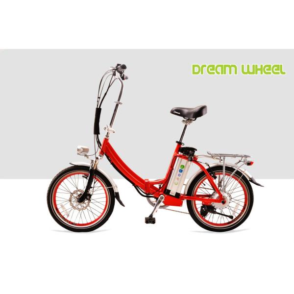 Red Citizen Lightweight Electric Folding Bike 20 Inch 36V 250W V Brake