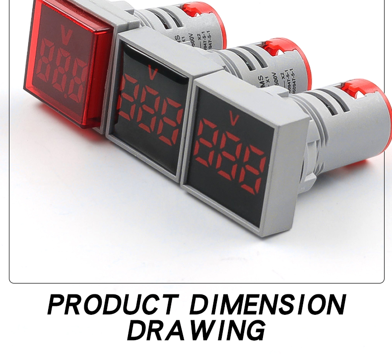 Mini Square 22mm Hole Digital Display Quadrate Voltmeter 24V 220V 380V Indicator AD16-22VMS HY Brand 100A Voltage Meter